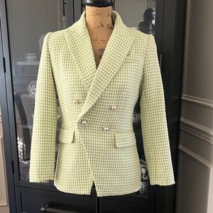 House of Harlow 1960 Light Green Houndstooth Blazer